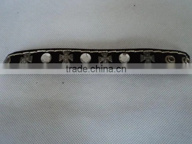 rivet leather bracelet crossing logo bangle PU leather material fashionable products