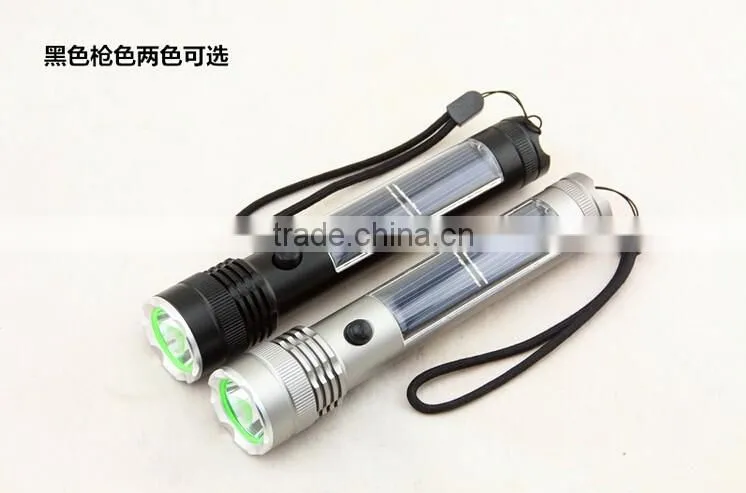 3W Strong Light Rechargeable High Power Led Solar Flashlight