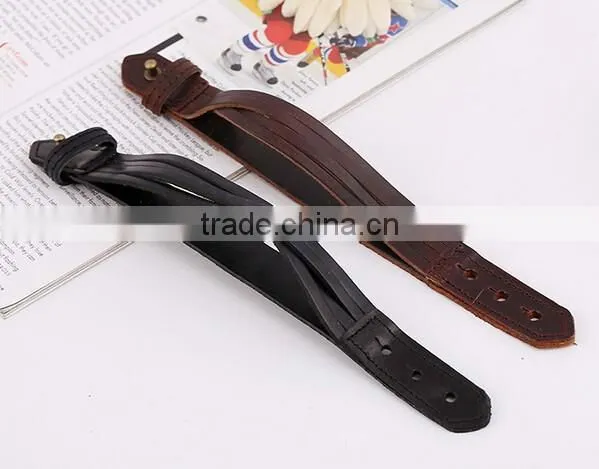 Mens Genuine Leather Wrap Bracelet Fashion Wristband Cuff Bracelet Womens Bangle
