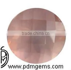 Rose Quartz Faceted Checkerboard Round