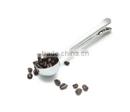 Stainless Steel Coffee Scoop and Tea Scoop with Integrated Bag Clip