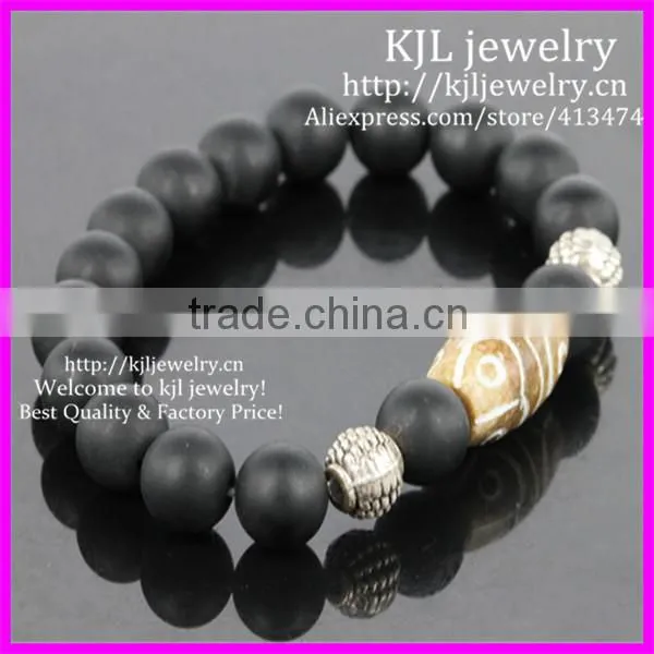 KJL-BD5220 Hot Selling Matte Onyx Agate round beads Bracelet White Jade beads Stretch bracelet