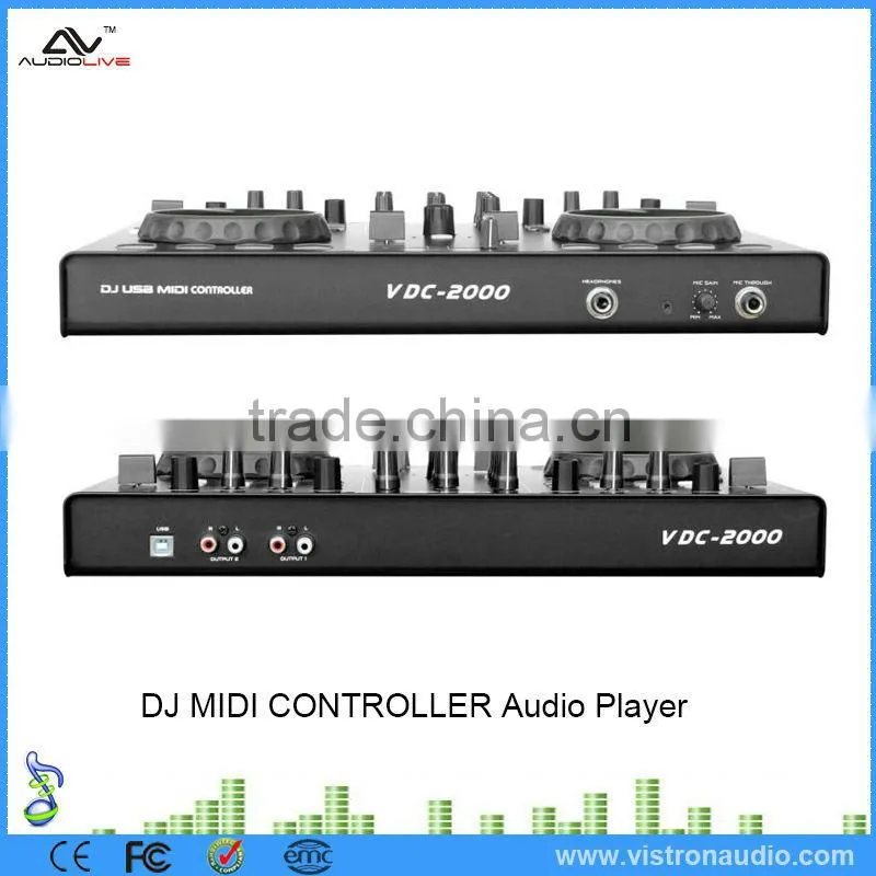 Top selling Professional DJ Mixer controller MIDI VDC-2000 with 2 deck Virtual DJ for sound system