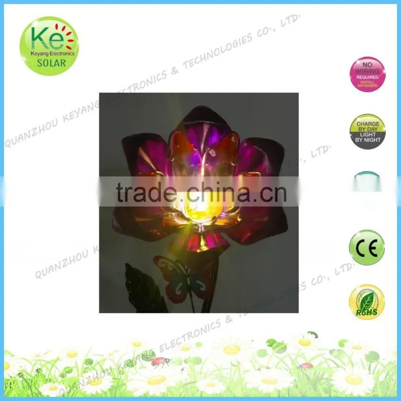 Solar power metal flower sunlight led light for pool garden