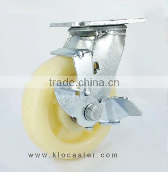 white plastic caster with top plate