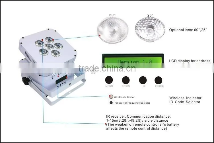 RGBWA+UV 6in1 dmx stage outdoor led disco lighting