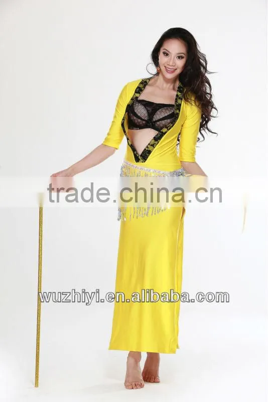 Indian sexy Belly dance dress with sequin headwear or belt and bra and long dress 3pcs (QC2081)