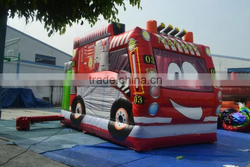 Hot selling popular and cutely car combo inflatable slide combo for kids