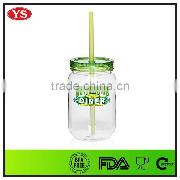 jumbo 24 oz clear plastic mason jar without handle
