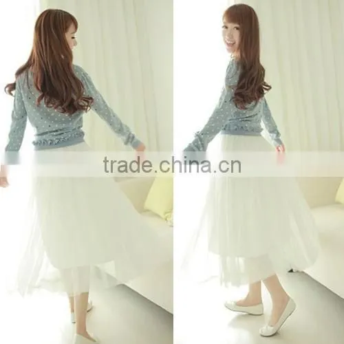 Summer Women's Net Yarn Casual Long Skirt Candy Color Solid Maxi Skirt