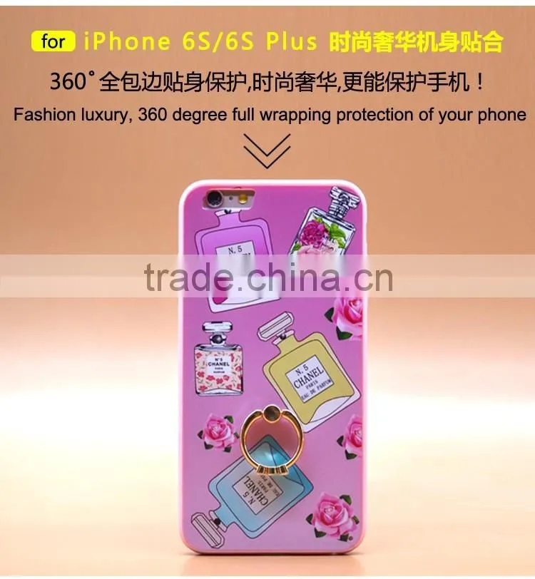 Hot Selling Perfume TPU+PC 2-in-1 Hybrid Pattern Phone Cases With Ring Bracket For iPhone 6s Plus