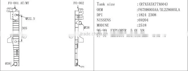 Aluminum&copper water cooling radiator plastic tanks