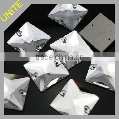 Jet Hematite Square Sew on Glass Stone beads Crystal Garment Accessory