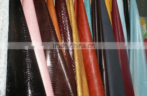 PU flock leather fabric used for furniture, sofa and home decoration with different design