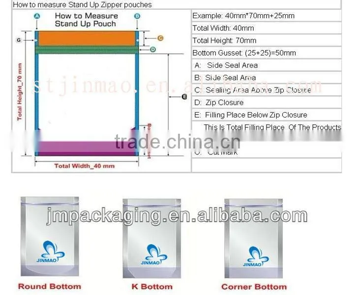 High quality stand up milky plastic bag