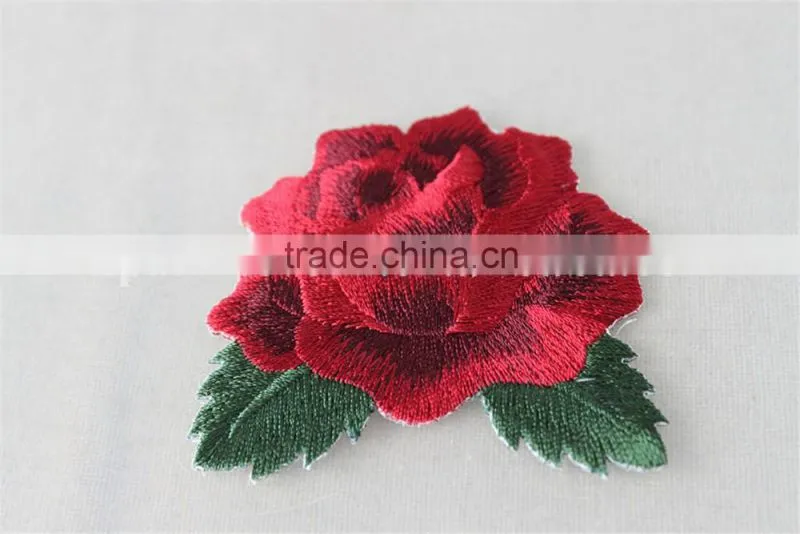 2016 new patch work blouse designs 6*7cm red rose and gray rose flower embroidery patches tim for clothing