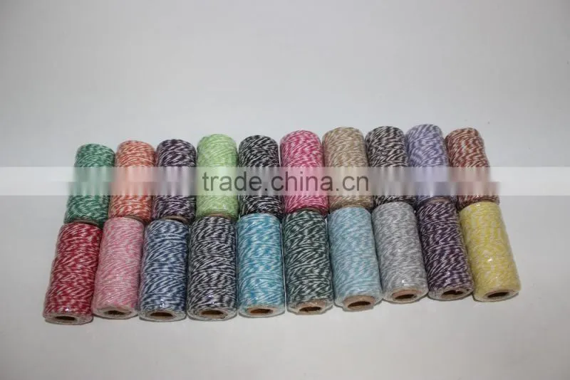1mm*110yds double colored twisted baker cotton twine for gift packing cooking party wedding decorating and DIY