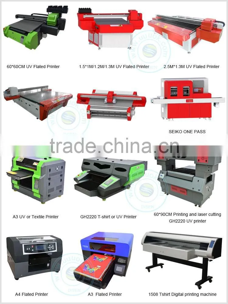 Multifunctional high speed UV 1.3*2.5M flat wood glass metal printer