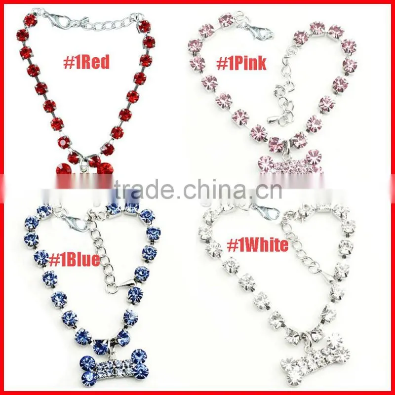 2016 Diamond Pet Dog Cat Tie Crystal Rhinestone Collar Necklace Accessories