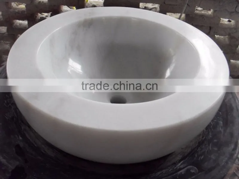 Carrara white marble sinks round basin hot sale