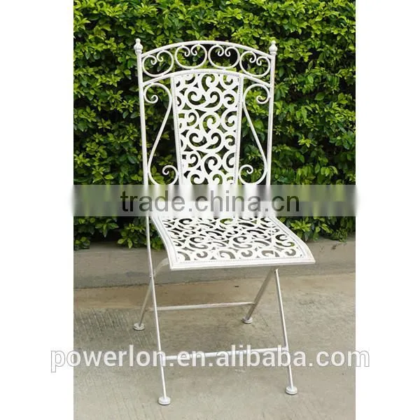POWERLON Vintage folding table antique white wrought iron antirust outdoor table