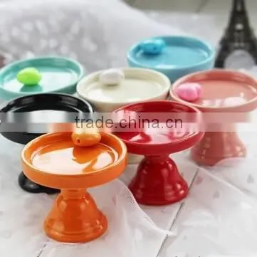 Pink ceramic small cake plate birthday decoration