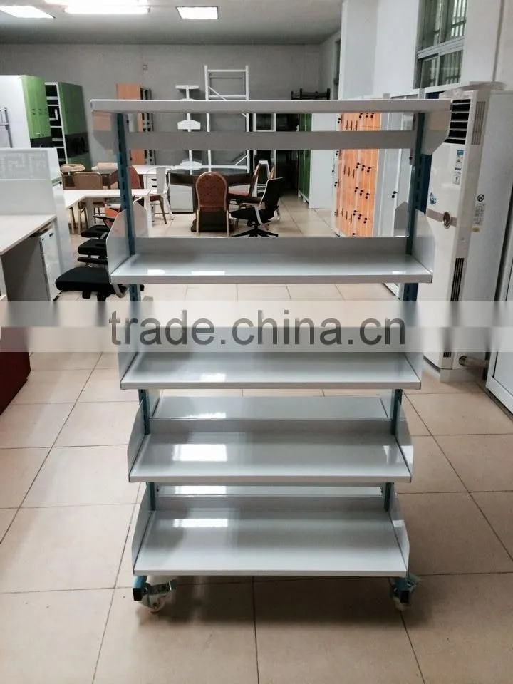 Moveable book shelves/double face steel book shelves steel library shelves,steel book shelf, metal library shelving
