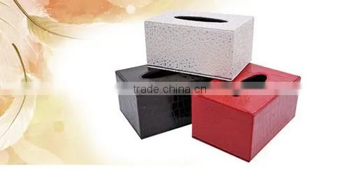 Wholesale Stock Small Order Rectangle PU Tissues Storage Box Napkin Holder
