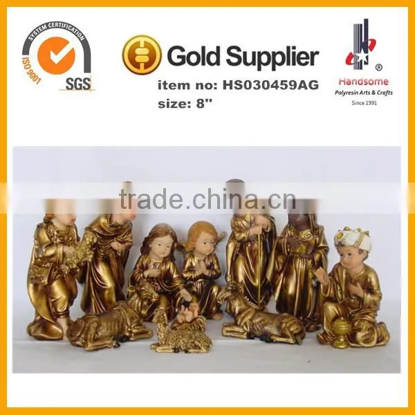 8''h Golden nativity sets for christimas decoration