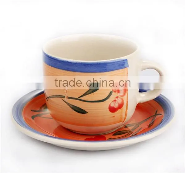 China supplier stoneware ceramic colorful disposable cup with holder