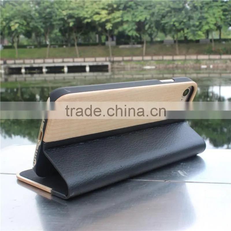 Classical Chinese walnut/bamboo/rosewood/cherry card bumper/pocket cell phone case for Iphone 7