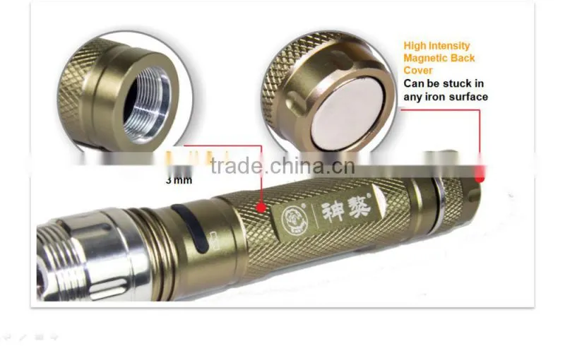 Outdoor Aluminum Rechargeable Flashlight With 4 shifts and Magnet
