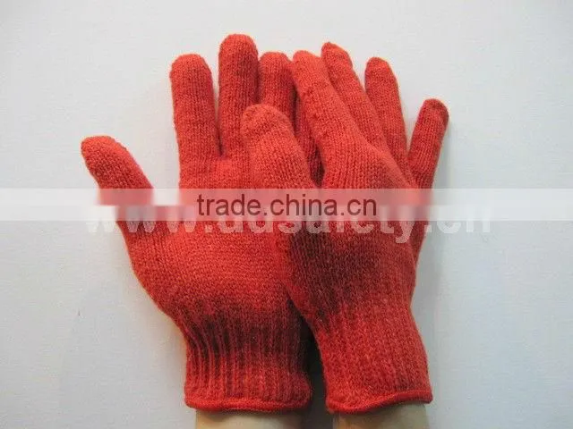 7 Gauge Red Cotton Polyester Gloves Working Gloves