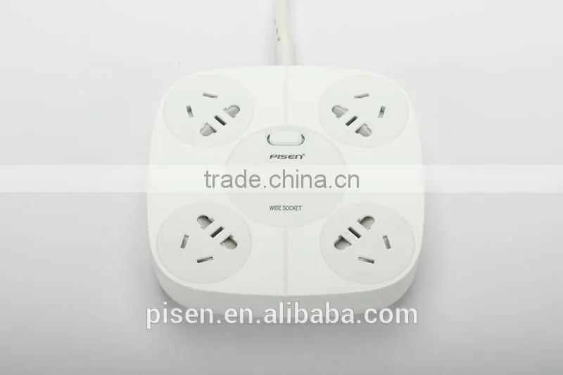 Pisen 1.8m 6ft Cable Euro Plug 4 Outles Universal Smart Power Strip With 1A 1A 2.4A 2.4A USB Charger