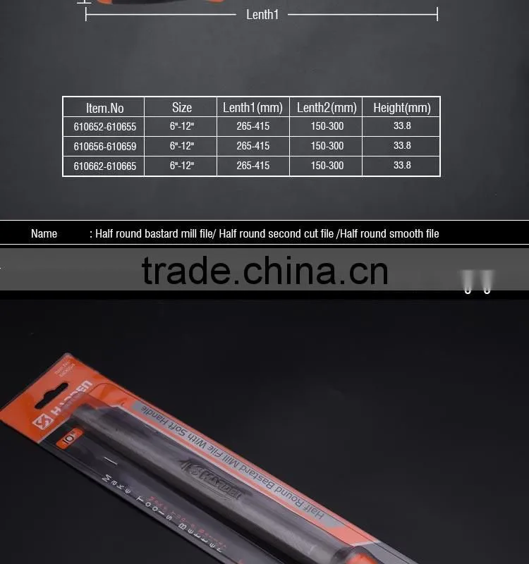 Professional Half Round Smooth Cut File With Soft Handle