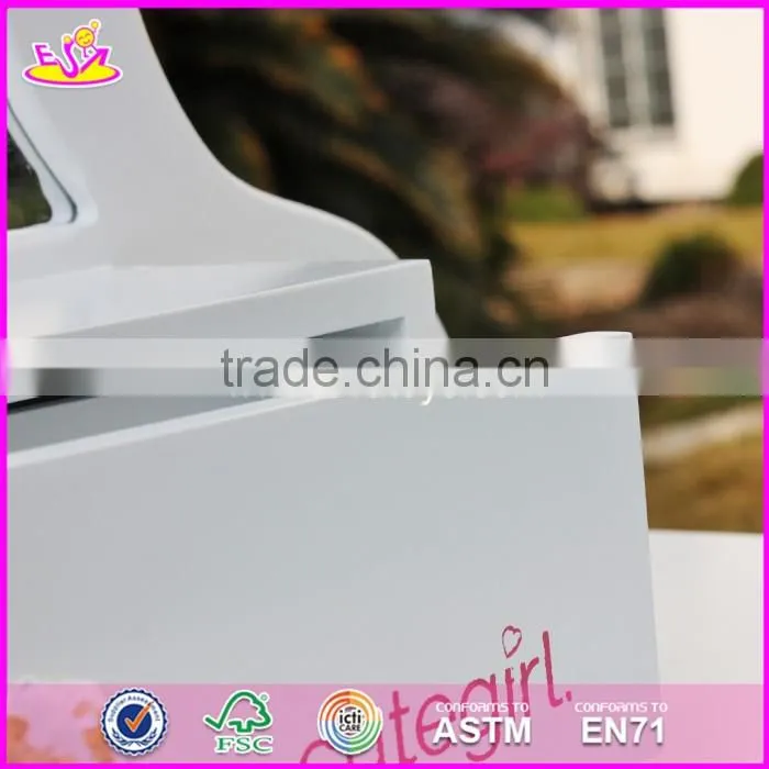 2017 New design youth bedroom white solid wooden dressing table chair W08H072