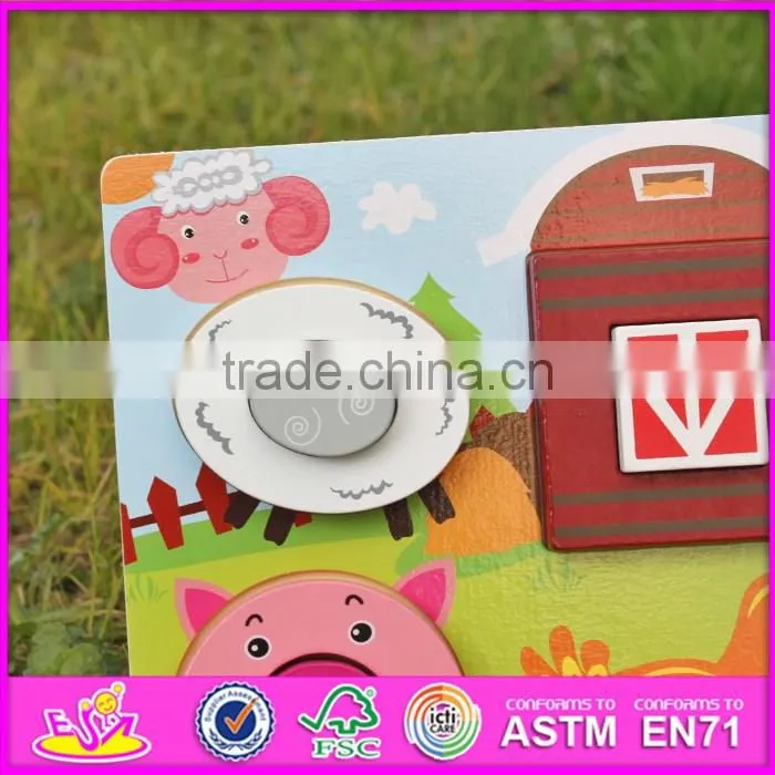 2017 New product cartoon farm animals wooden kids 3d puzzle W14D025