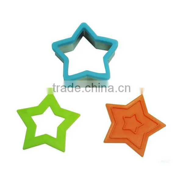CC7520 Star 3 in 1 Cookie Cutter Cookie Stencil custom cookie stamp