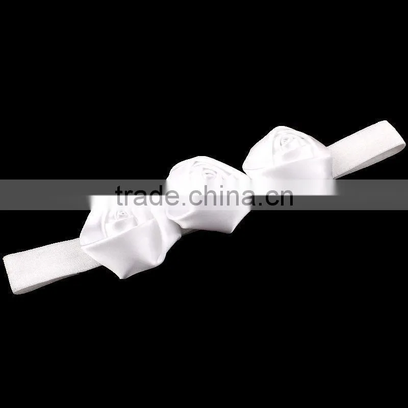 handmade satin rose flower headband for kids hair accessories