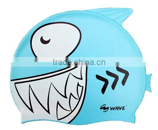 High quality fish shaped silicone swimming caps swimming hats for kids