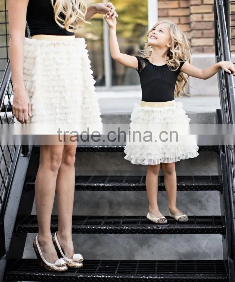 Custom Matching Clothes mother and daughter 100% Nylon Tulle Cream Skirts MOMMY AND ME SET