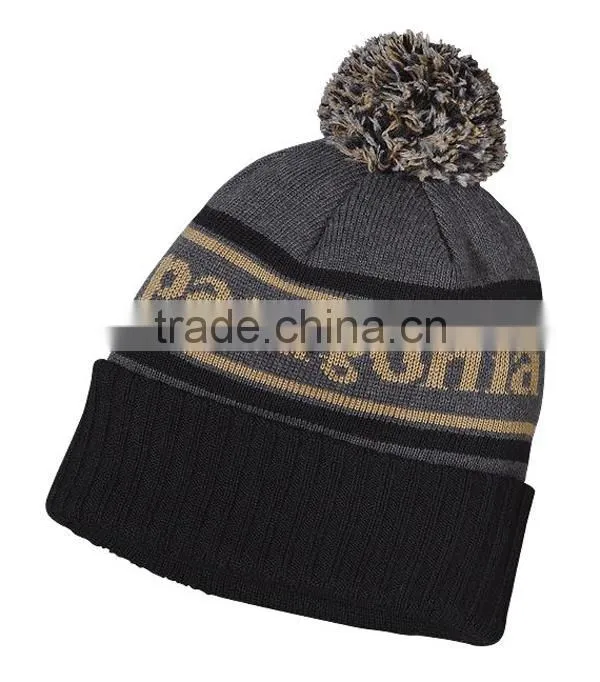 Sports knitted beanies hat custom winter hat and cap with top ball