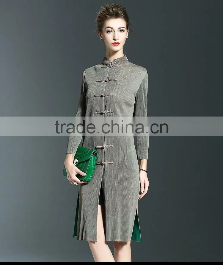 2017 new slim plicated cheongsam one piece dresses