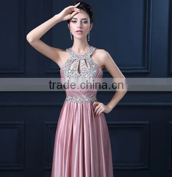 halter neck designer beaded evening brand pretty women dress