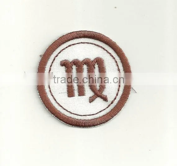 Custom high quality embroidered zodiac patch for clothes embroidery patch made in china choose size/color