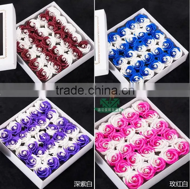 Wholesale decorative artificial two-tone rose flower soap flower for festival