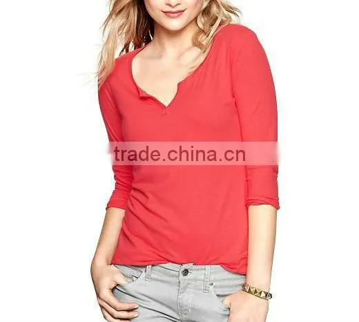 WOMENS LONG SLEEVE V NECK T SHIRT