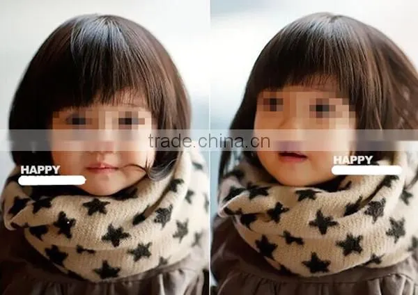 Korean style lovely winter warm acrylic five-pointed star pattern fashion baby scarf kids infinity scarf