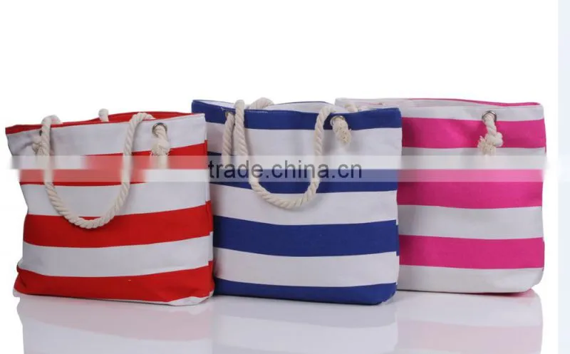New arrival personalized Monogrammed Striped fashionable Canvas Beach Tote Bag