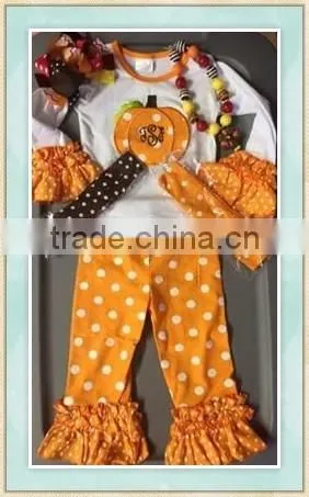 Little girls boutique baby girl clothes unique brand name thanksgiving sets turkey embroidery tunic ruffle top and legging set